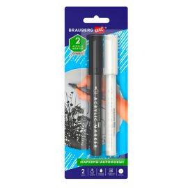 Маркеры акриловые для рисования и хобби BRAUBERG ART CLASSIC, НАБОР 2 цв., ЧЁРНЫЙ/БЕЛЫЙ, 2 мм,152148 152148
