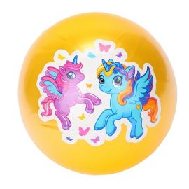 Мяч "Единорожки", 23 см с наклейкой, в сетке 386106 386106