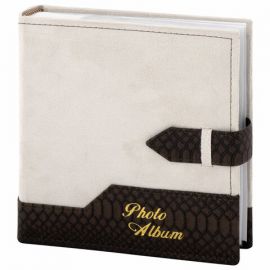 Фотоальбом BRAUBERG на 200 фото 10*15 см, под замшу, бумажные стр., бокс, беж с коричневым, 390679 390679