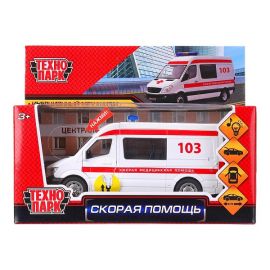 Машина металл свет-звук СКОРАЯ ПОМОЩЬ 14,5см, двери, багаж, инерц, бел 394897 394897
