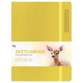 Скетчбук для акварели 40л., А5 BG "Bright. Yellow", кожзам, на резинке, 200г/м2 CА540с_61744