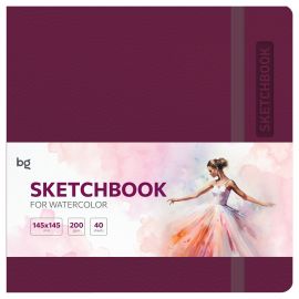 Скетчбук для акварели 40л., 145*145 BG "Bright. Berry", кожзам, на резинке, 200г/м2 Cк40с_61700