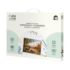 Алмазная мозаика ТРИ СОВЫ "Олени в лесу", 40*50см, холст на деревянном подрамнике, картонная коробка с пластиковой ручкой АМП4050_52981