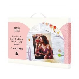 Картина по номерам на холсте с глиттером ТРИ СОВЫ "Девушка с бокалом", 30*40, с акриловыми красками и кистями КХг3040_57055