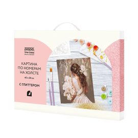 Картина по номерам на холсте с глиттером ТРИ СОВЫ "Невеста", 40*50, с акриловыми красками и кистями КХг4050_57064