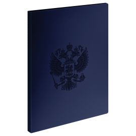 Папка на 2 кольцах СТАММ "Герб" А4, 25мм, 700мкм, пластик, сапфир ММ-32150