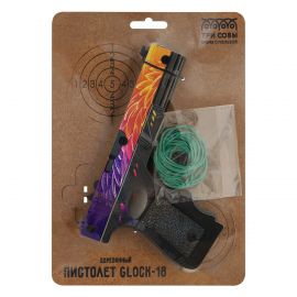 Пистолет деревянный ТРИ СОВЫ Glock-18, "Гнездо", подложка ХДФ с европодвесом, термоусадка ПД2_36320