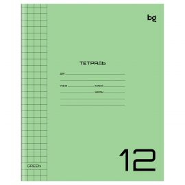 Тетрадь 12л., крупная клетка BG "UniTone. Green", пластиковая прозрачная обложка Т5ск12_пл 57703