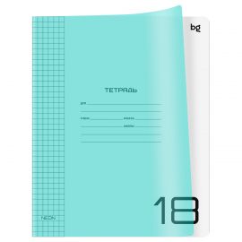 Тетрадь 18л., клетка BG "UniTone. Neon", пластиковая обложка, неон голубой Т5ск18_пл 08930