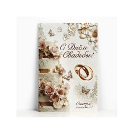 Открытка поздравительная «С днём свадьбы!», 19×29 см 10610592