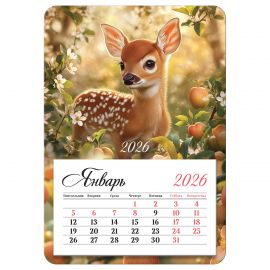 Календарь отрывной на магните, 95*135 мм склейка BG "Оленёнок", 2026г. 380895