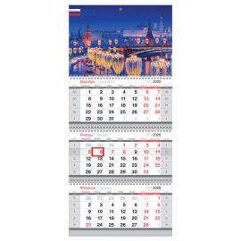 Календарь квартальный 3 бл. на 3 гр., 295*660 мм BG "Сердце России", с бегунком, 2026г. 380942