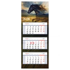 Календарь квартальный 3 бл. на 3 гр., 330*810 мм BG Premium "Свободный дух", с бегунком, 2026г. 380970