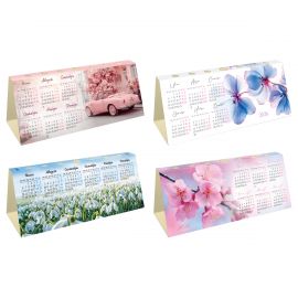 Календарь-домик с высечкой, 210*85 мм BG "Цветы", ассорти, 2026г. 381139