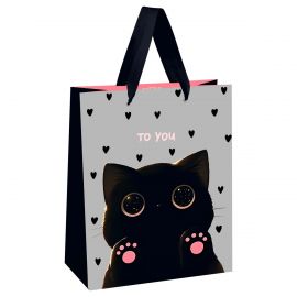 Пакет подарочный 18*23*10см MESHU "Black kitten", матовая ламинация MS_66116