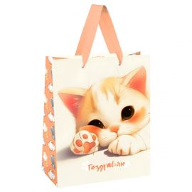 Пакет подарочный 18*23*10см MESHU "Lovely kitten", матовая ламинация MS_66120
