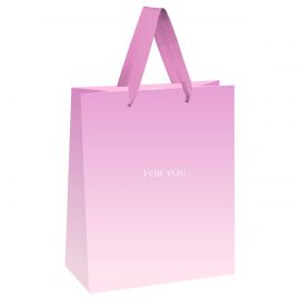 Пакет подарочный 18*23*10см MESHU "For you. Pink", фольга, матовая ламинация MS_66146