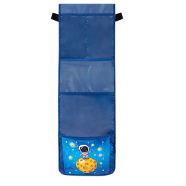 Кармашки-органайзер в шкафчик для детского сада ЮНЛАНДИЯ, с ПРОЗРАЧНЫМ КАРМАНОМ, увеличенный размер, 26х80 см, "Space dude", 271071 271071