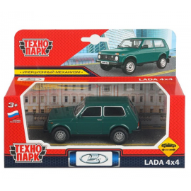 Машина металл LADA 4x4 длина 10 см, инерц, зеленый 402142 402142