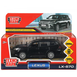 Машина металл LEXUS LX-570 длина 12 см, двери, багаж, инерц, черный 403539 403539