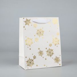 Пакет подарочный новогодний ламинированный «Снежинки», MS 18×23×10 см 10494623