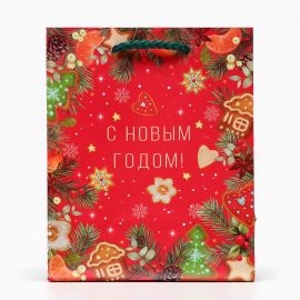 Пакет подарочный новогодний ламинированный «С новым годом!», 11.5×14.5×6.5 см 10544264