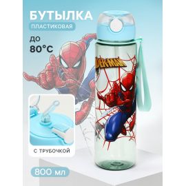 Бутылка для воды пластиковая с трубочкой «Супергерой», 800 мл 10926451