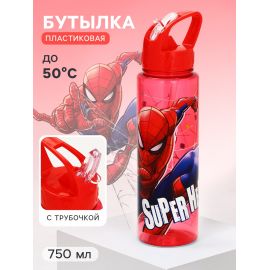 Бутылка для воды-непроливайка пластиковая с трубочкой «Супергерой», 750 мл 10926455