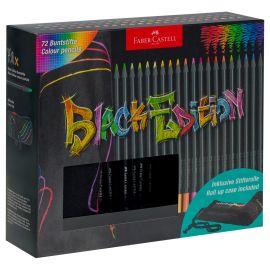 Карандаши цветные Faber-Castell "Black Edition", 72 цв., трехгран., черное дерево, заточен., пенал-скрутка 116418