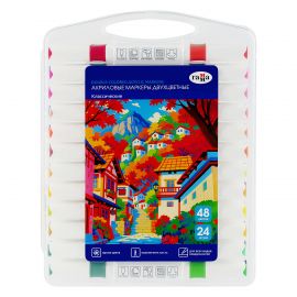 Маркеры акриловые Гамма "Классические", двухцветные, 24шт., 48 цв., пластик.бокс 14062025_24