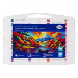 Маркеры акриловые Гамма "Классические", двухцветные, 48шт., 96 цв., пластик.бокс 14062025_48