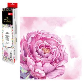 Алмазная мозаика (набор для творчества), РОЗОВЫЙ ПИОН, 30*30 см, 22 цветов страз, картонная коробка с европодвесом 65552