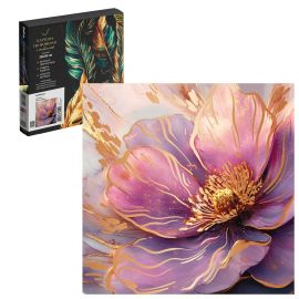 Набор для творчества Картина по номерам с поталью арт. 71273 / 30 РОЗОВЫЙ МАК, размер: 30x30 см, (15 цвета (-ов), холст на  деревянном подрамнике с напечатанной схемой рисунка, краски акриловые на водной основе (упакованы в вакуумную упаковку), кисти 71273