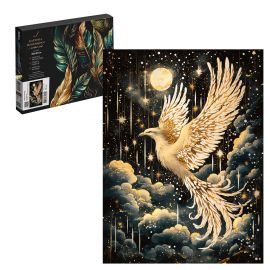 Набор для творчества Картина по номерам с поталью на черном холсте арт. 71302 / 24 ЗОЛОТАЯ ПТИЦА, размер: 30х40 см, (17 цвета (-ов), холст на  деревянном подрамнике с напечатанной схемой рисунка, краски акриловые на водной основе (упакованы в вакуумн 71302