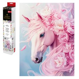 Алмазная мозаика (набор для творчества), РОЗОВЫЙ КОНЬ, 30*40 см, форма страз: круглая, 29 цветов страз, картонная коробка с европодвесом 71365