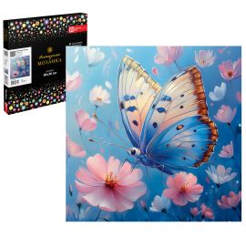 Алмазная мозаика с частичной выкладкой (набор для творчества), ПАСТЕЛЬНАЯ БАБОЧКА, 30*30 см, форма страз: круглая, 11 цветов страз, картонная коробка 71436