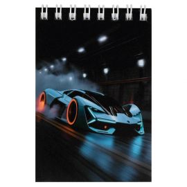 Блокнот, А7, 40 л, арт. 73413 СПОРТКАР / Блок - белый офсет 65 г/м², клетка, гребень по короткой стороне, УФ-лак сплошной, 73413