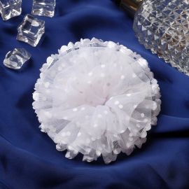 Бант для волос на резинке «Школьница», нежность горошек, d=11 см, белый 7915740