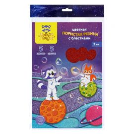 Цветная пористая резина (пенка EVA) Мульти-Пульти, А4, 5л., 5цв., 2мм,с блестками, ассорти EF_22290