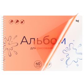 Альбом для рисования 40л., А4, на гребне BG "Однотонный. Оранжевый", пластиковая обложка, 120г/м2 АР4гр40_пл 06074