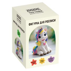 Набор для росписи фигурки из гипса ТРИ СОВЫ "Единорог", высота фигурки 9 см, с красками и кистью, картонная коробка НР_06719