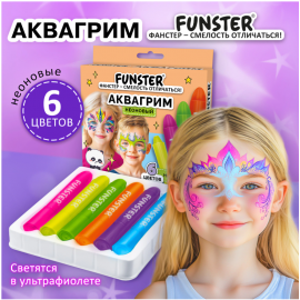 Аквагрим для лица и тела 6 НЕОНОВЫХ цветов FUNSTER, легко смываются, 192573 192573