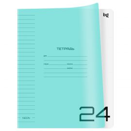 Тетрадь 24л. линия BG "UniTone. Neon", пластиковая обложка, неон голубой Т5ск24_пл 08962