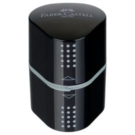 Точилка пластиковая Faber-Castell "Trio Grip 2001" 3 отверстия, 2 контейнера, черная 283899