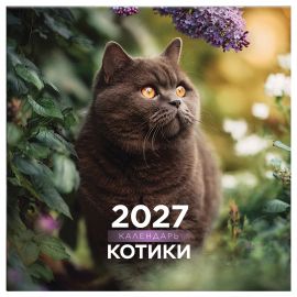 Календарь настенный перекидной на скрепке, 290*290 мм 12л. BG "Котики", 2027г. 391063