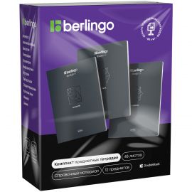 Комплект (12 шт.) предметных тетрадей 48л. Berlingo "DoubleBlack" , 80г/м2, софт-тач CBs_48701
