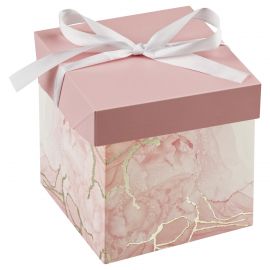 Коробка складная подарочная MESHU "Розовый мрамор", (15*15*15см), с лентой, отд фольгой MS_66467