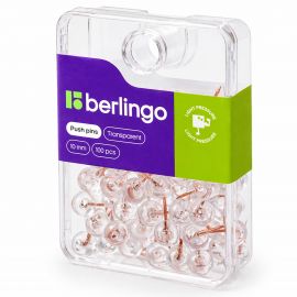 Кнопки силовые Berlingo, 100шт., пластиковый бокс, круглые, прозрачные, розовое золото PN100