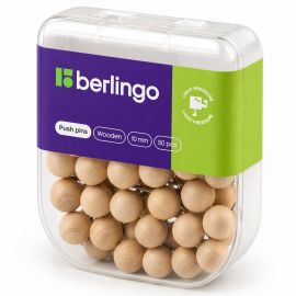 Кнопки силовые Berlingo, 50шт., пластиковый бокс, круглые, деревянные PN5030w