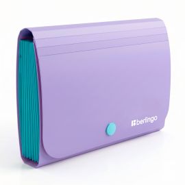 Папка 13 отделений Berlingo "Haze", С6, 600мкм, софт-тач, на кнопке, с крышкой, сиреневая XF6_13924